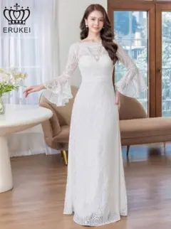ERUKEI ホワイトレースドレス　ロングドレス