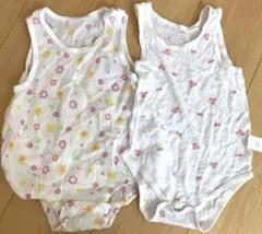 アカチャンホンポ　2枚セット　90 肌着　花柄　ロンパース　まとめ売り