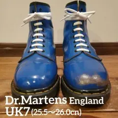 【極上仕上げの青×ゴールデンサイズ】英国製 ドクターマーチン 8ホール UK7
