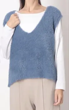 コムサイズム 春秋もの ウォッシャブル Vネックシャギーニット