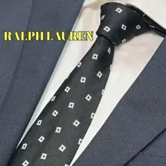RALPH LAUREN ラルフローレン　小紋　ネクタイ　黒　イタリア製　シルク