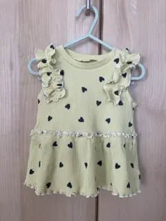 美品　après les cours ハート柄フリルTシャツ 90