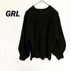 3901M グレイル ボリューム袖 ハイネック 長袖ニット セーター 黒 春秋冬