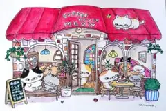 シートのみ！【にゃんこの喫茶店】手描き原画　イラスト