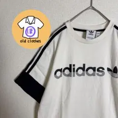 【大人気】アディダス オリジナルス トレフォイル Tシャツ 袖切替　白 黒　古着