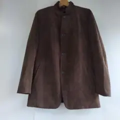 【日本製　INTERMEZZO】 ダークブラウン スタンドカラー　ジャケット　L