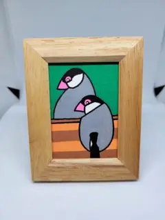 POSCA art 「文鳥さん」額縁付き