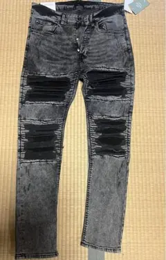H&M バイカー クラッシュ スキニー デニム　　　34 ブラック