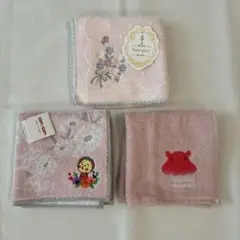 新品未使用タグ付き　ハンドタオル　ミニタオル　ピンク　３枚セット