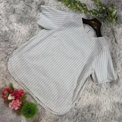 ✨MK MICHEL KLEIN✨サイズ38(M) ストライプ柄 半袖ブラウスのサムネイル