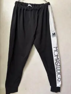 #4087 MOMA STUDIO ジョガーパンツ ブラック×ホワイト ライン