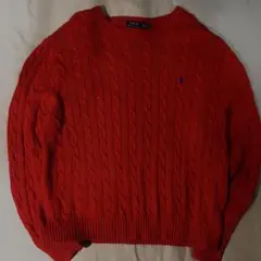 Polo Ralph Lauren ケーブルニット セーター 赤 ポニー刺繍