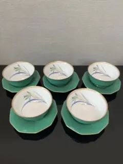 セイントジョーン　香蘭社　湯呑み　5客　茶托付き