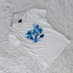 『アルマーニジーンズ』 (38) クルーネック半袖プリントカットソー 爽やか