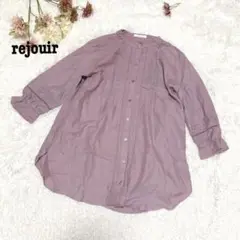 s.1428【rejouir】7分袖 ノーカラー シャツ ブラウス ピンク M