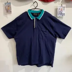 80s 90s エディーバウアー 黒タグ 半袖 ラガーシャツ ポロシャツ 古着