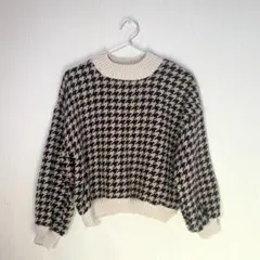 千鳥柄 セーター 丸襟