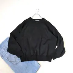 【LAKOLE/ラコレ】ゆったり長袖ニットプルオーバー『M』黒　ビックシルエット