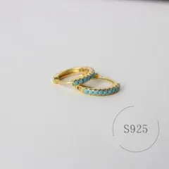 18K ターコイズ フープ ピアス トルコ石 ゴールド ハワイアンジュエリー