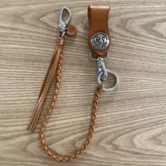 本皮レザーキーホルダーウォレットチェーン、スナップフック付き