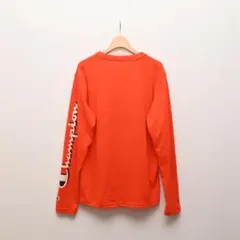Champion チャンピオン 長袖 ロゴ Tシャツ L オレンジ 袖プリント
