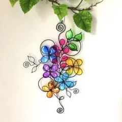 三日月リースに水色の紫陽花 ワイヤークラフト ワイヤーアート - メルカリ