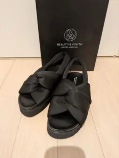 BEAUTY & YOUTH リボンサンダル ブラック