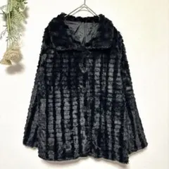 M〜L｜フェイクファージャケット｜ショートコート｜ブラック 黒｜ふわふわ｜フリー