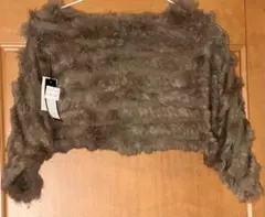 新品未使用タグ付きリーチェルカールラビットファーケープブラウン茶色フリーサイズ