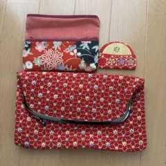 和風花柄ポーチセット