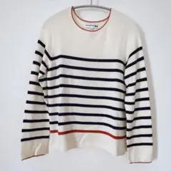 イネス×UNIQLO 3D ボーダークルーセーター(オフホワイト)