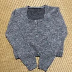 スクエアネックグレーカーディガン クロップド丈