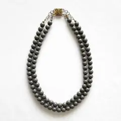 レアカラー 重々しい 薄墨色 グレー系 ビーズ 二連 ネックレス チョーカー