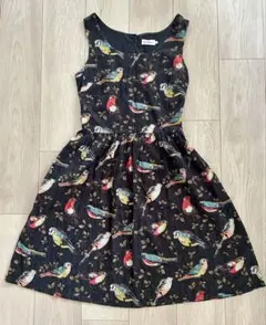 Cathkidston鳥柄ノースリーブひざ丈ワンピース
