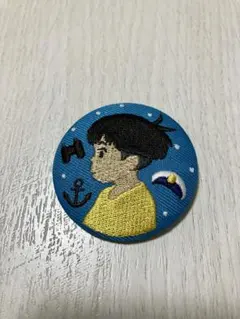 ジブリ　崖の上のポニョ　宗介　刺繍缶バッジ