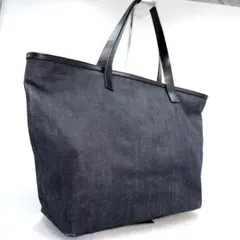 ✨美品✨ マーガレットハウエル デニム トートバッグ A4 大容量 レザー 黒系のサムネイル
