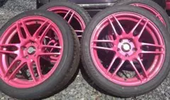 スプリントハート 14インチ 6J PCD100 4本 傷多数 赤 銀 オフ40