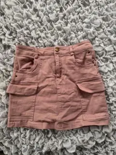 カーゴポケット付きピンク韓国タイトスカート