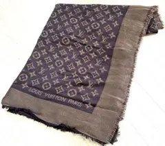 Louis Vuitton モノグラム ストール 黒・金　シルク