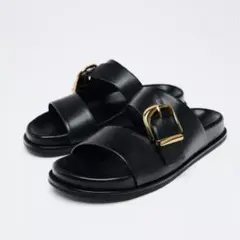 ZARA / バックル フラットサンダル（24.6cm）