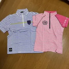ゴルフシャツ紫のシャツが23区になります。ピンクのシャツにシミがあります。のサムネイル