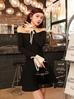 ⭐️Darich⭐️オフショルフレアニットミニワンピース