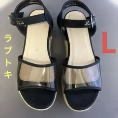 ✨最終値下げ✨lovetoxic女の子ブラック厚底　ストラップサンダル　Lサイズのサムネイル