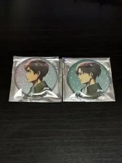 進撃の巨人 冬の歩み 缶バッチ リヴァイ エレン2点セット