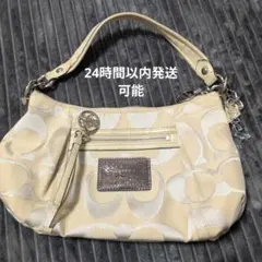 COACH ベージュ ロゴ ハンドバッグ