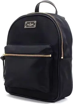 kate spade ブラックバックパック ナイロン リュック ロゴプレート