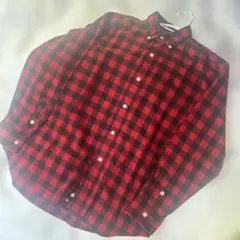 ポロラルフローレン　赤黒　長袖チェックシャツ　150