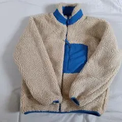 アイボリー/ブルー フリースジャケット