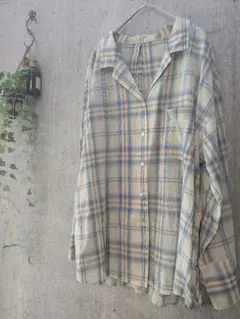 【Spick and Span】シアーチェック柄 開襟シャツ　長袖