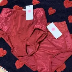 ワインレッド レース付きショーツ 2枚セット
